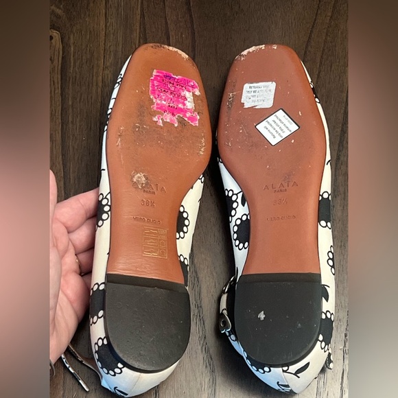 ALAIA PARIS WOMEN'S 38.5 BLACK & WHITE BALLERINA BALLET FLATS - Picture 4 of 16